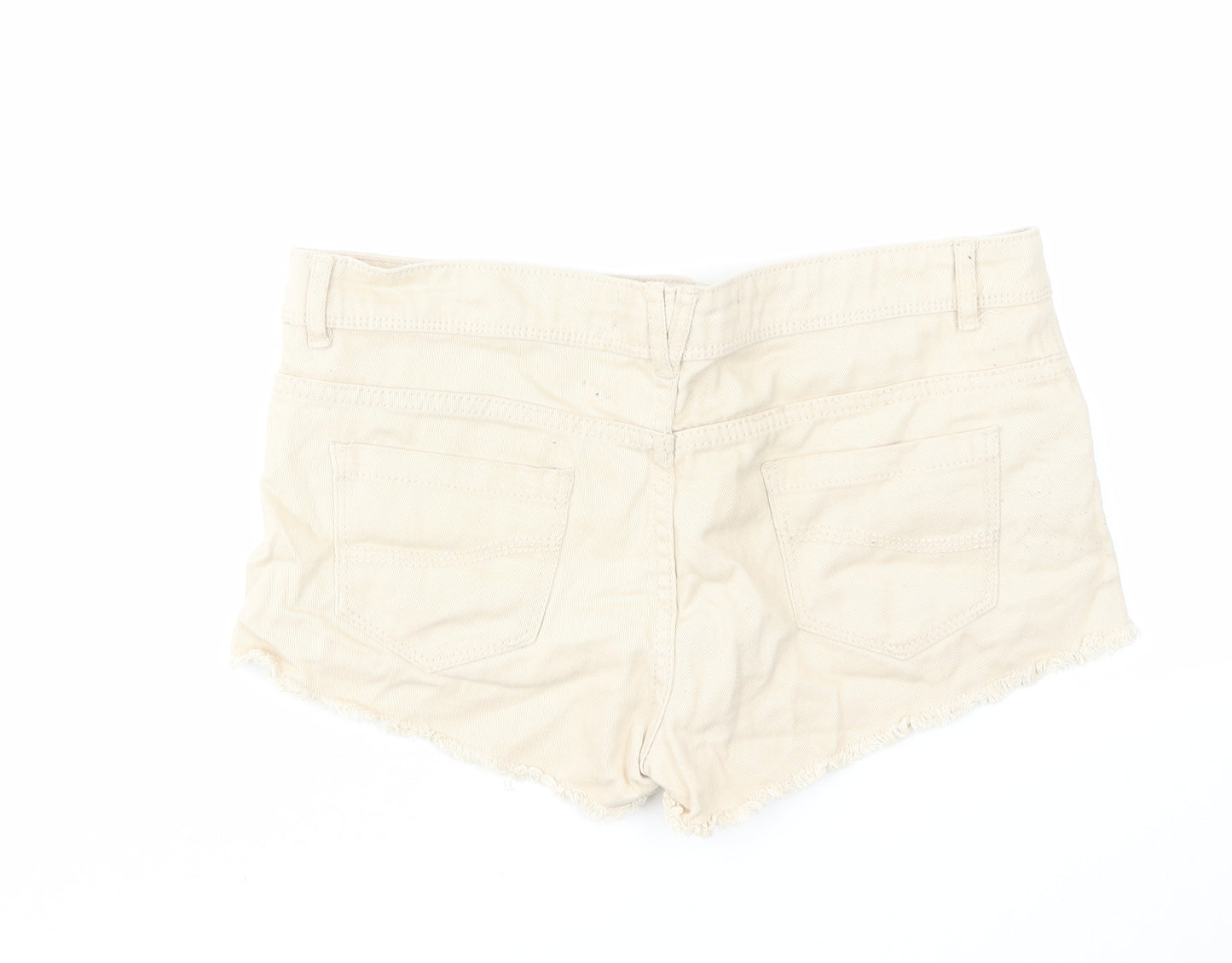 Denim & Co. Womens Beige Cotton Hot Pants Shorts Size 10 Regular Zip