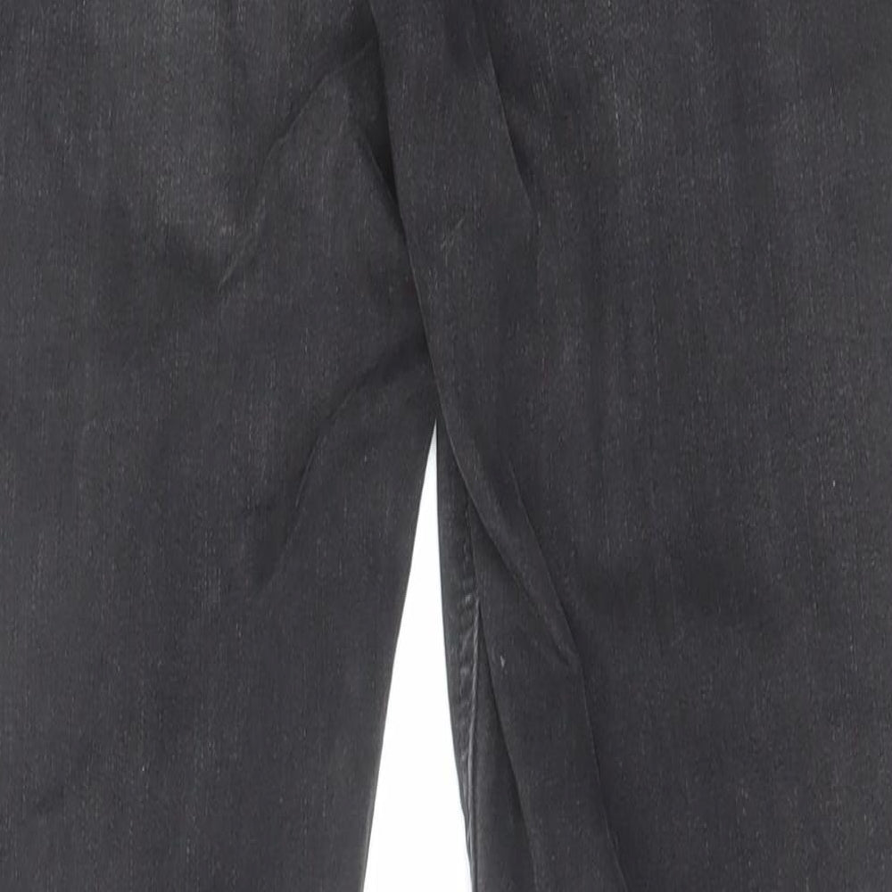 Zara Womens Grey Cotton Skinny Jeans Size 12 L28 in Regular Zip - Raw Hem
