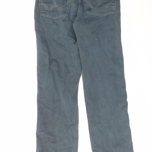 Wrangler Mens Blue Cotton Straight Jeans Size 30 in L29 in Regular Zip