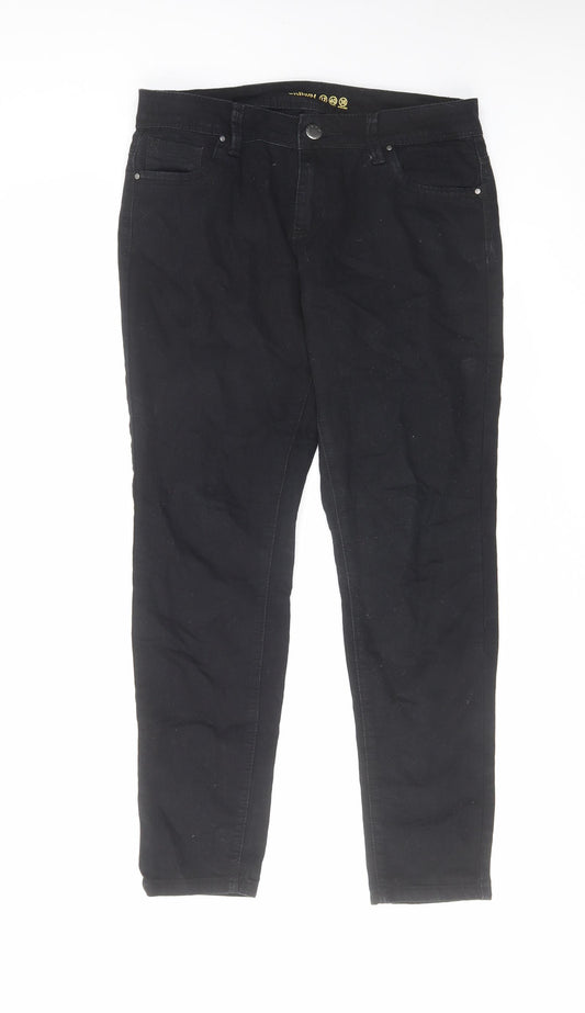 Denim & Co. Womens Black Cotton Skinny Jeans Size 12 L26 in Regular Zip