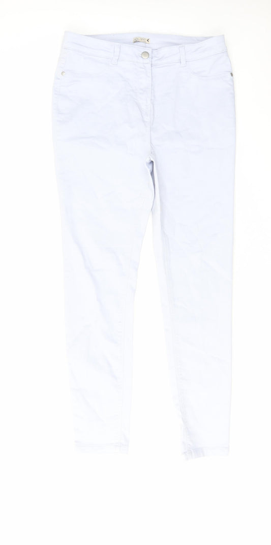 M&Co Womens Blue Cotton Skinny Jeans Size 14 L29 in Regular Zip