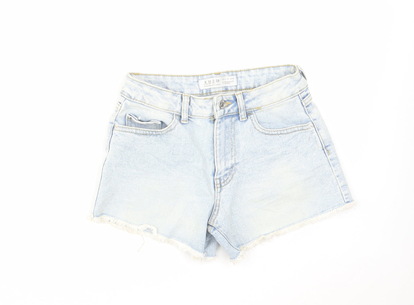 Denim & Co. Womens Blue Cotton Boyfriend Shorts Size 6 L4 in Regular Zip - Raw Hem