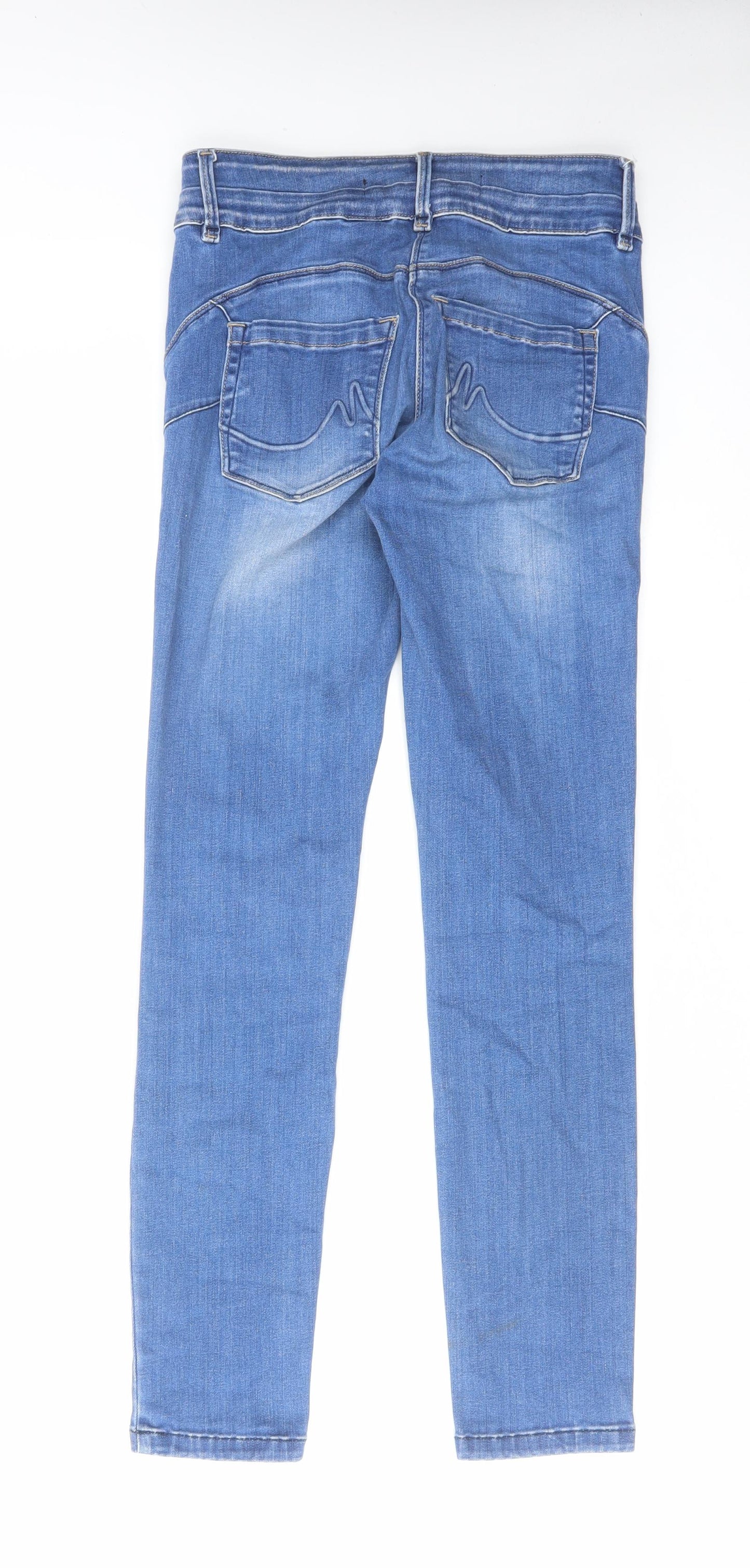 NEXT Womens Blue Cotton Skinny Jeans Size 8 L28 in Regular Zip