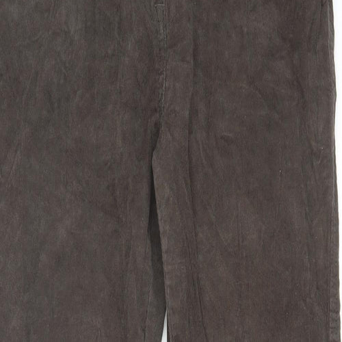 M&Co Womens Brown Cotton Trousers Size 16 L30 in Regular Zip