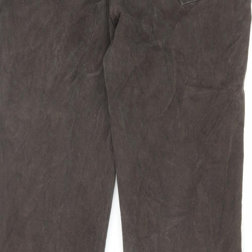 M&Co Womens Brown Cotton Trousers Size 16 L30 in Regular Zip