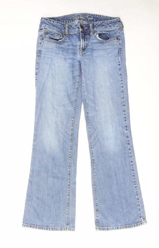 American Eagle Outfitters Womens Blue Cotton Bootcut Jeans Size 30 in L30 in Regular Zip