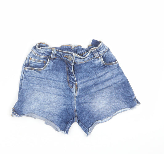 TU Girls Blue Cotton Cut-Off Shorts Size 11 Years Regular Zip