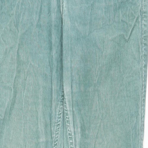 Marks and Spencer Womens Green Cotton Trousers Size 16 L26 in Regular Zip