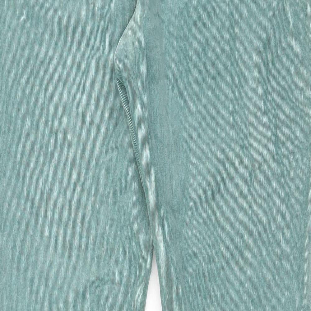 Marks and Spencer Womens Green Cotton Trousers Size 16 L26 in Regular Zip