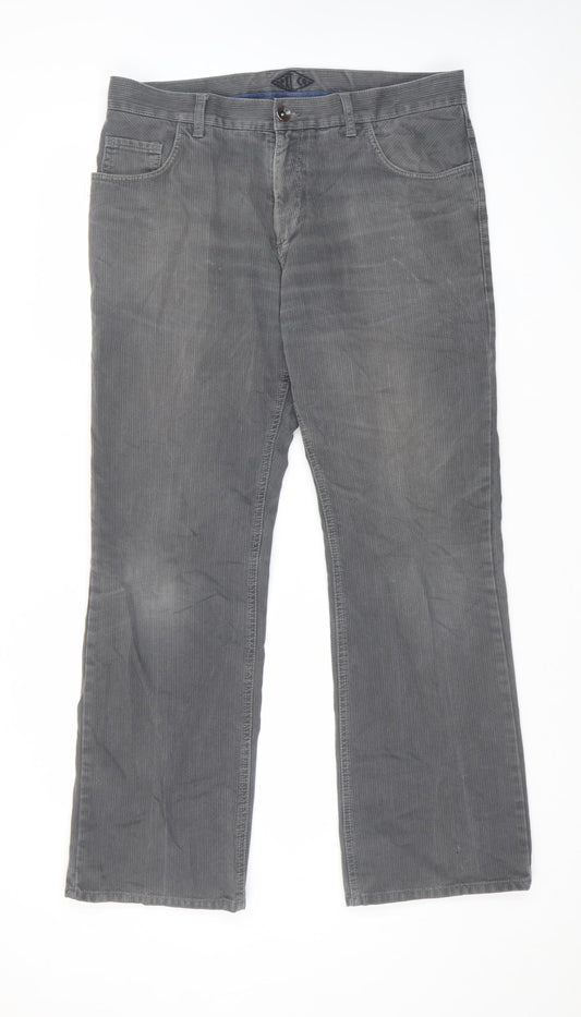 NEXT Mens Grey Cotton Trousers Size 36 in L31 in Regular Zip