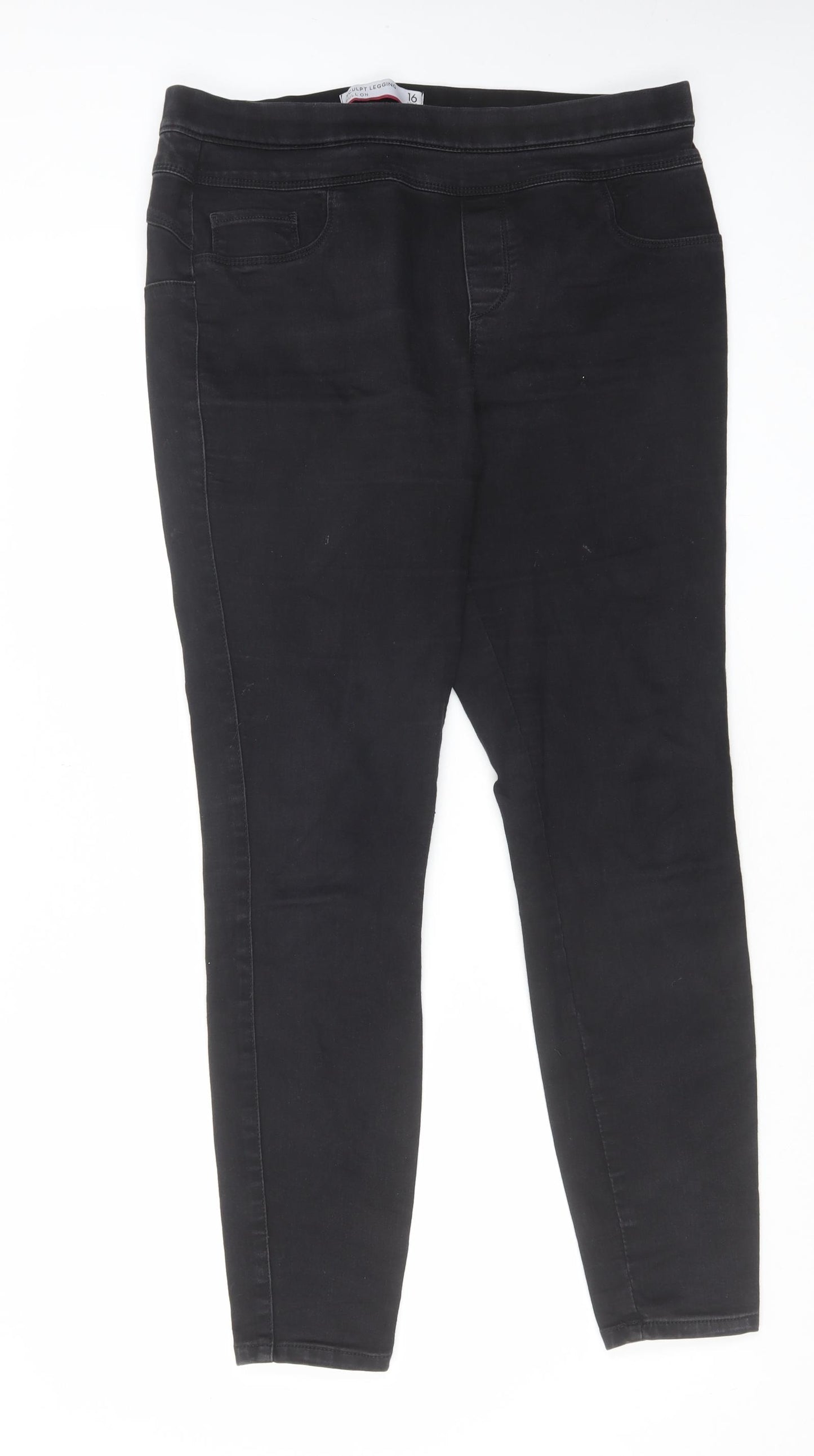 NEXT Womens Black Cotton Jegging Jeans Size 16 L31 in Regular Zip