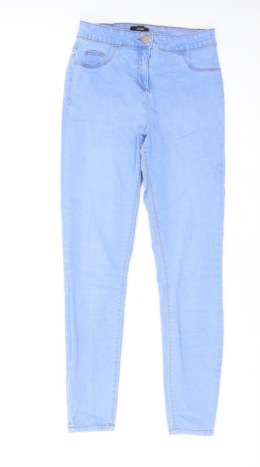 Matalan Womens Blue Cotton Skinny Jeans Size 10 L27 in Regular Zip