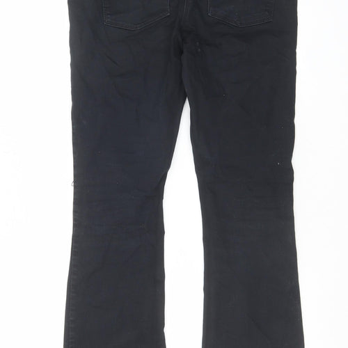 NEXT Womens Black Herringbone Cotton Bootcut Jeans Size 10 L30 in Regular Zip