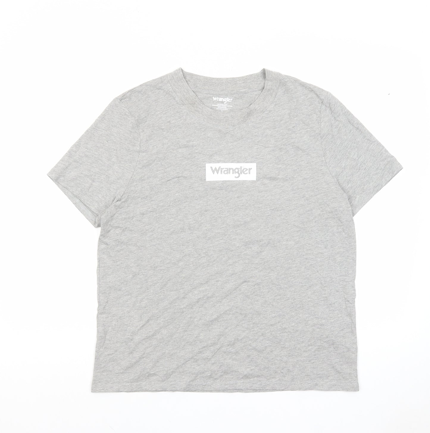 Wrangler Mens Grey Cotton T-Shirt Size L Round Neck