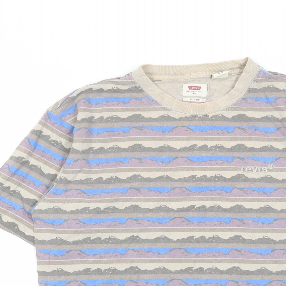 Levi's Mens Multicoloured Geometric Cotton T-Shirt Size XS Round Neck