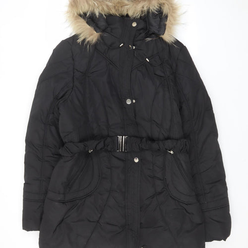LYS Womens Black Parka Coat Size XL Zip