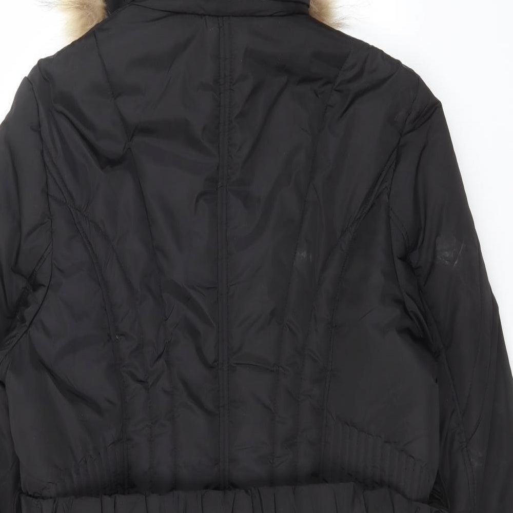 LYS Womens Black Parka Coat Size XL Zip