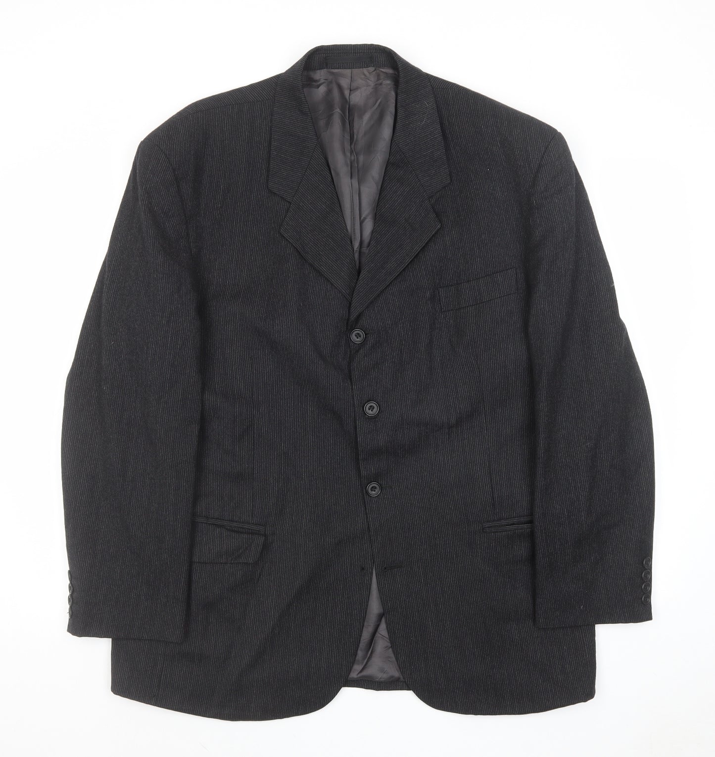 Candidate Mens Grey Striped Wool Jacket Suit Jacket Size 42 Regular