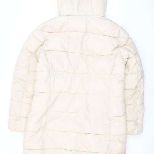 H&M Womens Beige Quilted Coat Size M Zip