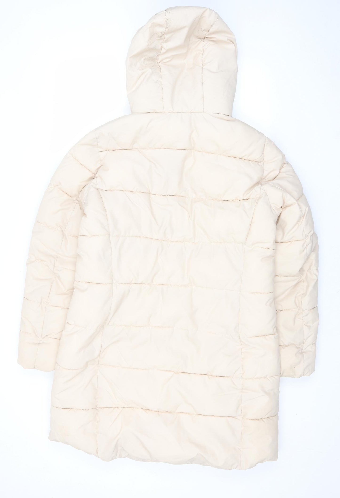 H&M Womens Beige Quilted Coat Size M Zip