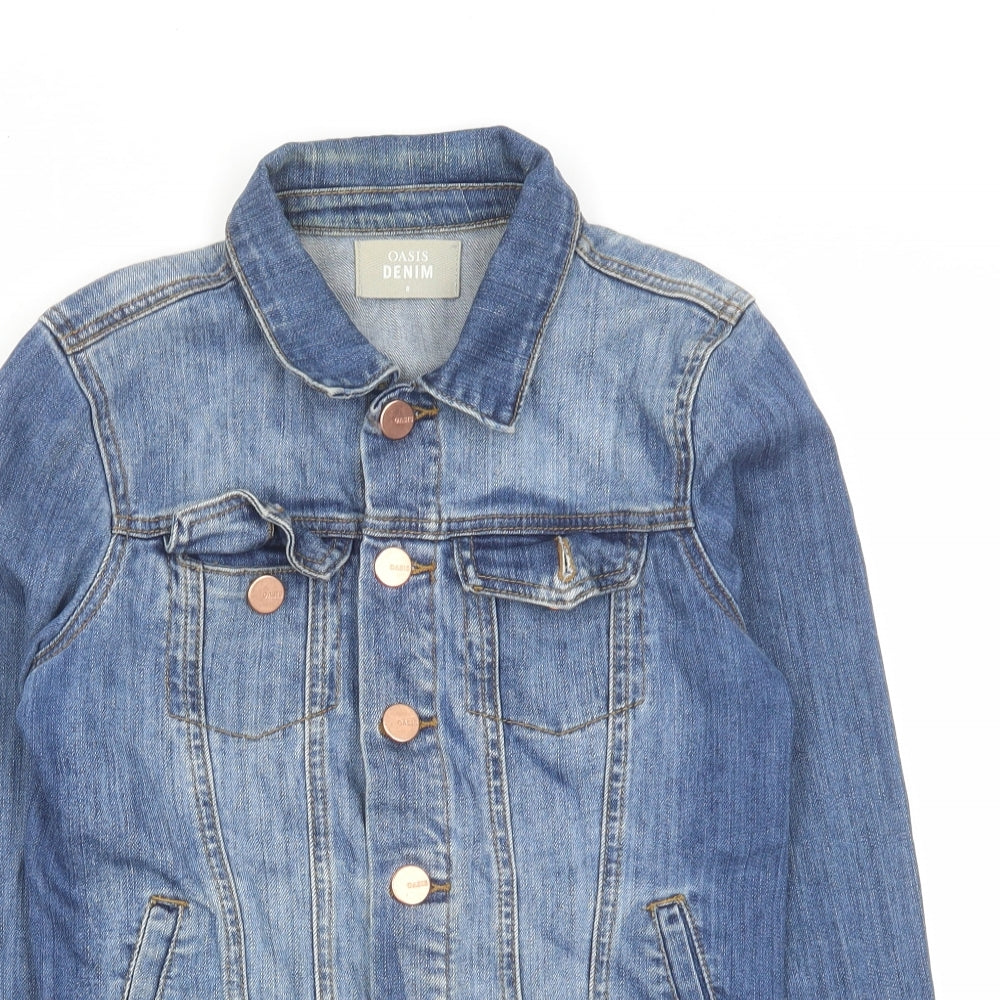 Oasis Womens Blue Jacket Size 8 Button