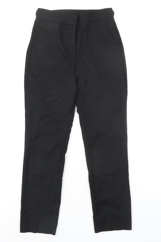 Zara Womens Black Cotton Chino Trousers Size S L26 in Regular Zip