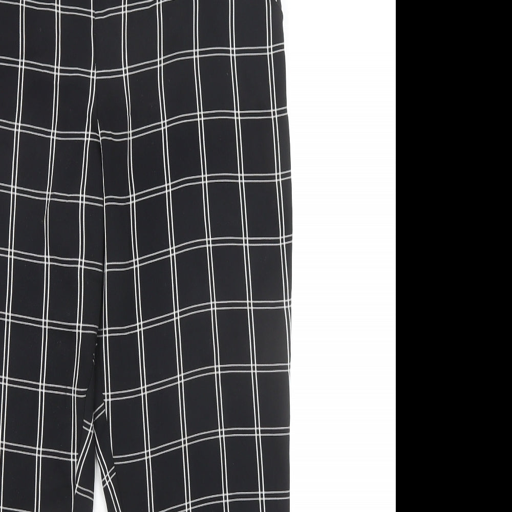 Principles Womens Black Check Polyester Trousers Size 10 L27 in Regular