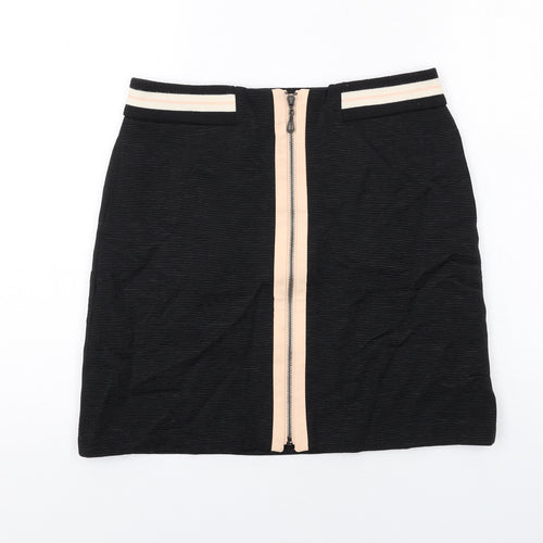 NEXT Womens Black Viscose A-Line Skirt Size 8 Zip