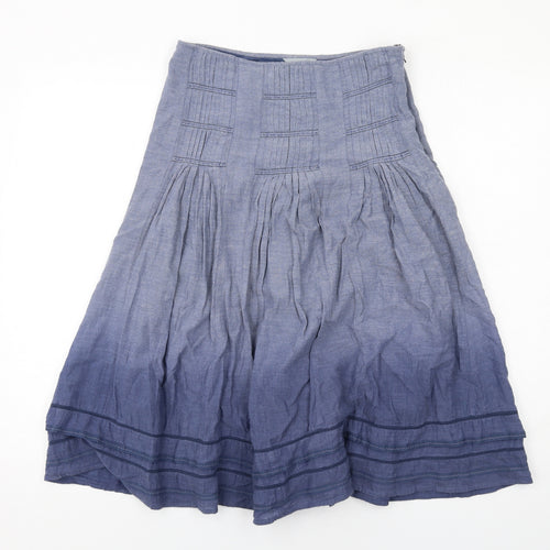 Per Una Womens Blue Cotton Peasant Skirt Size 8 Zip - Ombré effect