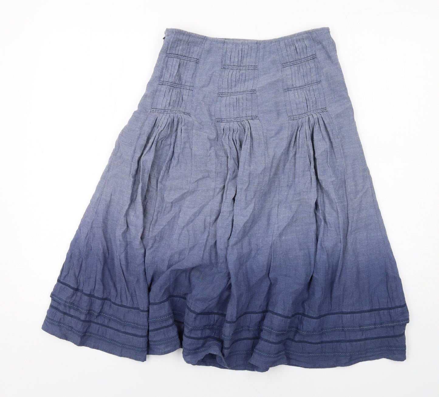 Per Una Womens Blue Cotton Peasant Skirt Size 8 Zip - Ombré effect