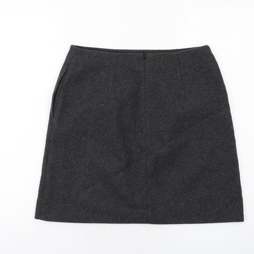 Uniqlo Womens Grey Polyester A-Line Skirt Size 8 Zip