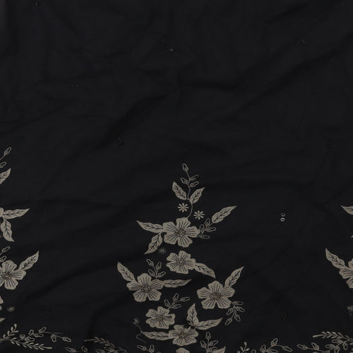Wallis Womens Black Floral Polyester Swing Skirt Size 16 Zip