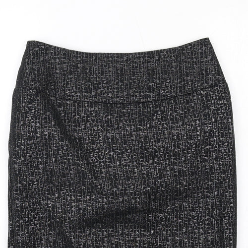 Marks and Spencer Womens Black Cotton Straight & Pencil Skirt Size 8 Zip