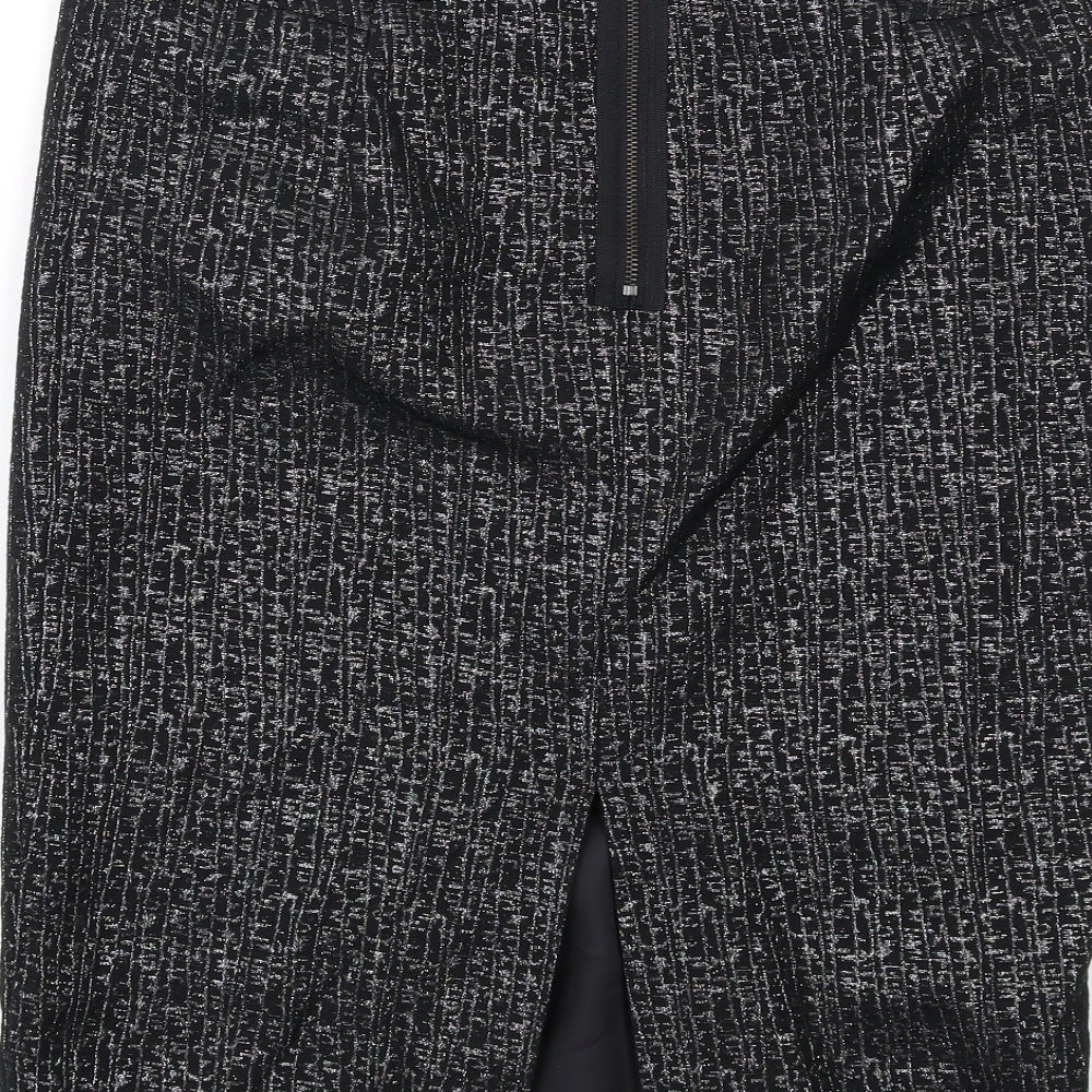 Marks and Spencer Womens Black Cotton Straight & Pencil Skirt Size 8 Zip