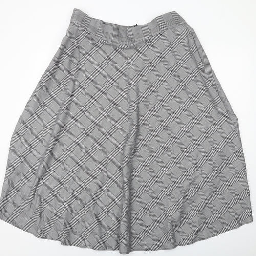 Marks and Spencer Womens Grey Plaid Polyester Maxi Skirt Size 20 Zip