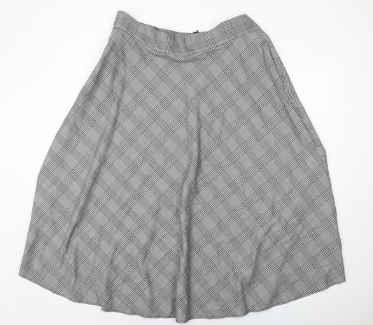 Marks and Spencer Womens Grey Plaid Polyester Maxi Skirt Size 20 Zip
