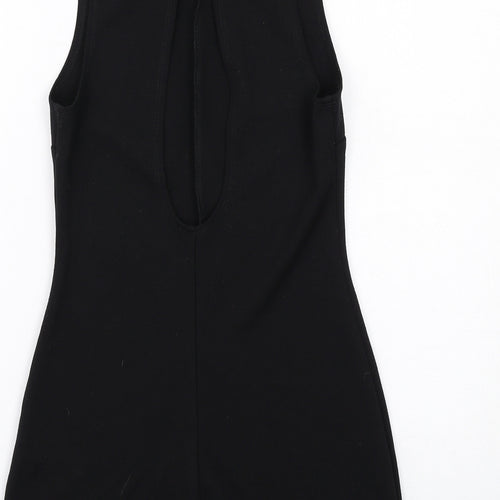 Topshop Womens Black Polyester Playsuit One-Piece Size 8 Button - Open Back