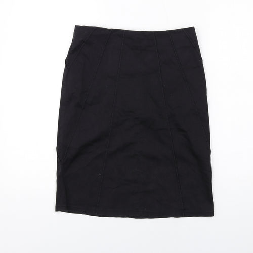 Jaqueine Womens Black Cotton A-Line Skirt Size 8 Zip