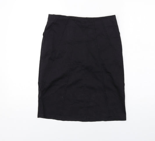 Jaqueine Womens Black Cotton A-Line Skirt Size 8 Zip