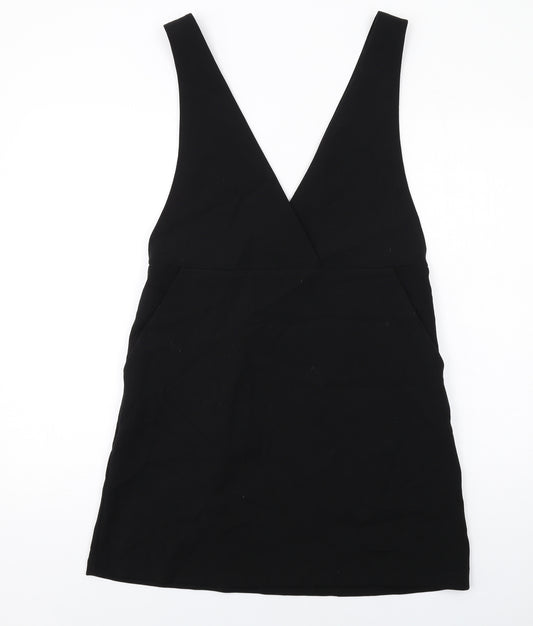 H&M Womens Black Polyester Tank Dress Size 12 V-Neck Zip