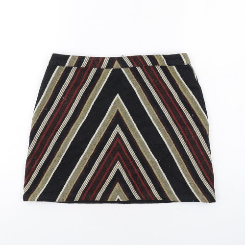 Topshop Womens Multicoloured Geometric Polyester Mini Skirt Size 10 Zip