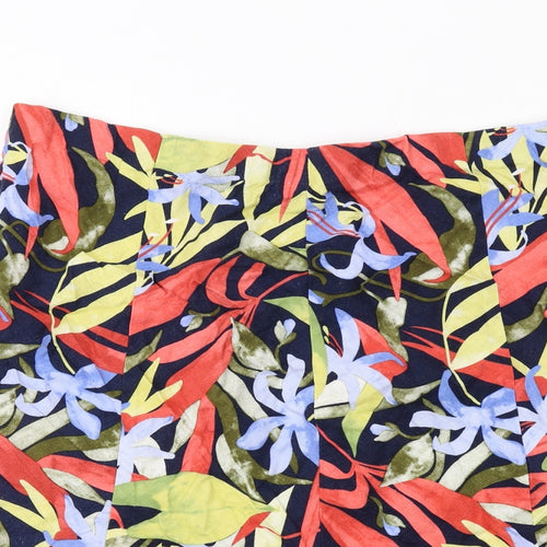 EWM Womens Multicoloured Floral Linen Skater Skirt Size 20