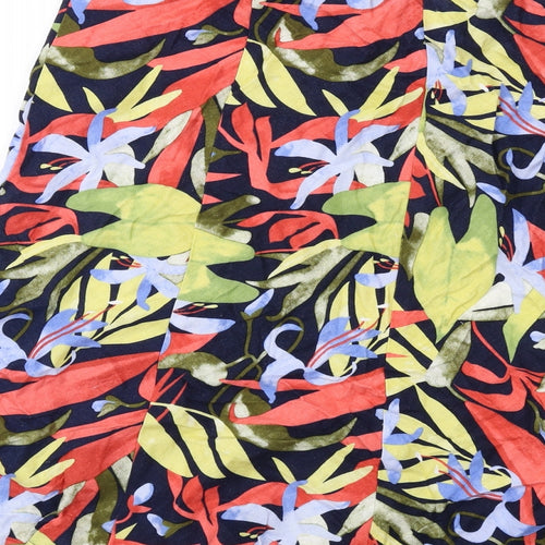 EWM Womens Multicoloured Floral Linen Skater Skirt Size 20