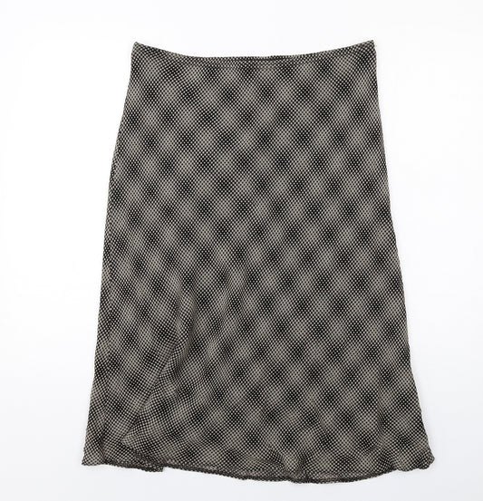 BHS Womens Black Geometric Viscose A-Line Skirt Size 14
