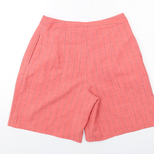 Nobody's Child Womens Red Striped Polyester Boyfriend Shorts Size 12 L10 in Regular Button