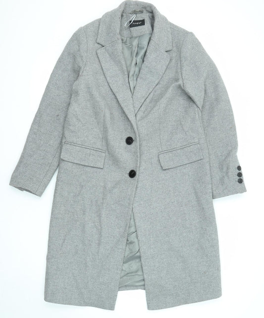 Marks and Spencer Womens Grey Overcoat Coat Size 12 Button