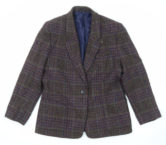 St Michael Womens Multicoloured Plaid Wool Jacket Suit Jacket Size 14