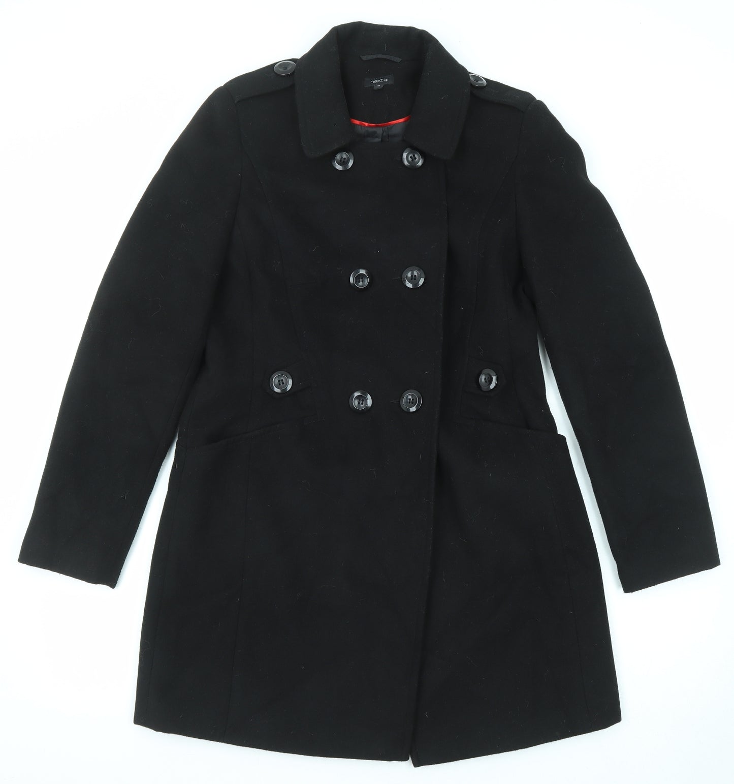 NEXT Womens Black Pea Coat Coat Size 10 Button