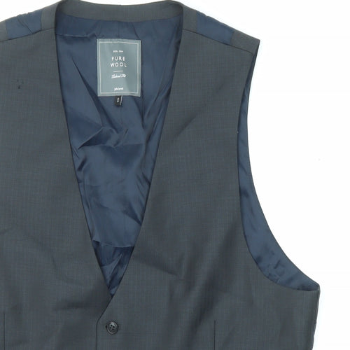 John Lewis Mens Grey Wool Jacket Suit Waistcoat Size 44 Regular