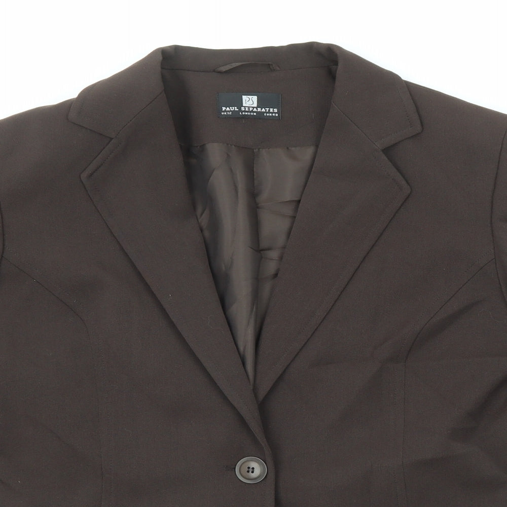 Paul Seperates Womens Brown Polyester Jacket Blazer Size 12